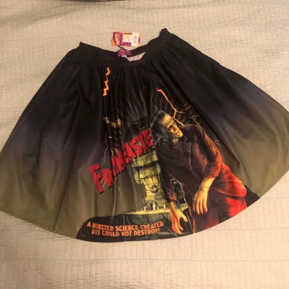 Unique Vintage x Frankenstein Skirt Universal Monsters Psychobilly Rockabilly - Picture 3 of 7